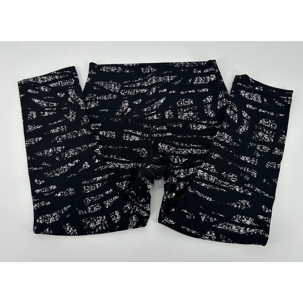 Lululemon Wunder Under Crop Legging Tight (Hi-Rise) Graf Black White Size 6 - Picture 3 of 8